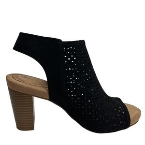 Giani Bernini Joiseyy Perf Shootie Black Memory Foam Open Toe Sandals Size 7 M